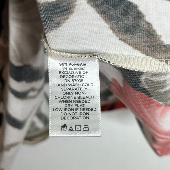 Susan Graver Women's Tunic Top 3X Zebra Floral Beaded Neckline Short Sleeve - Picture 8 of 11